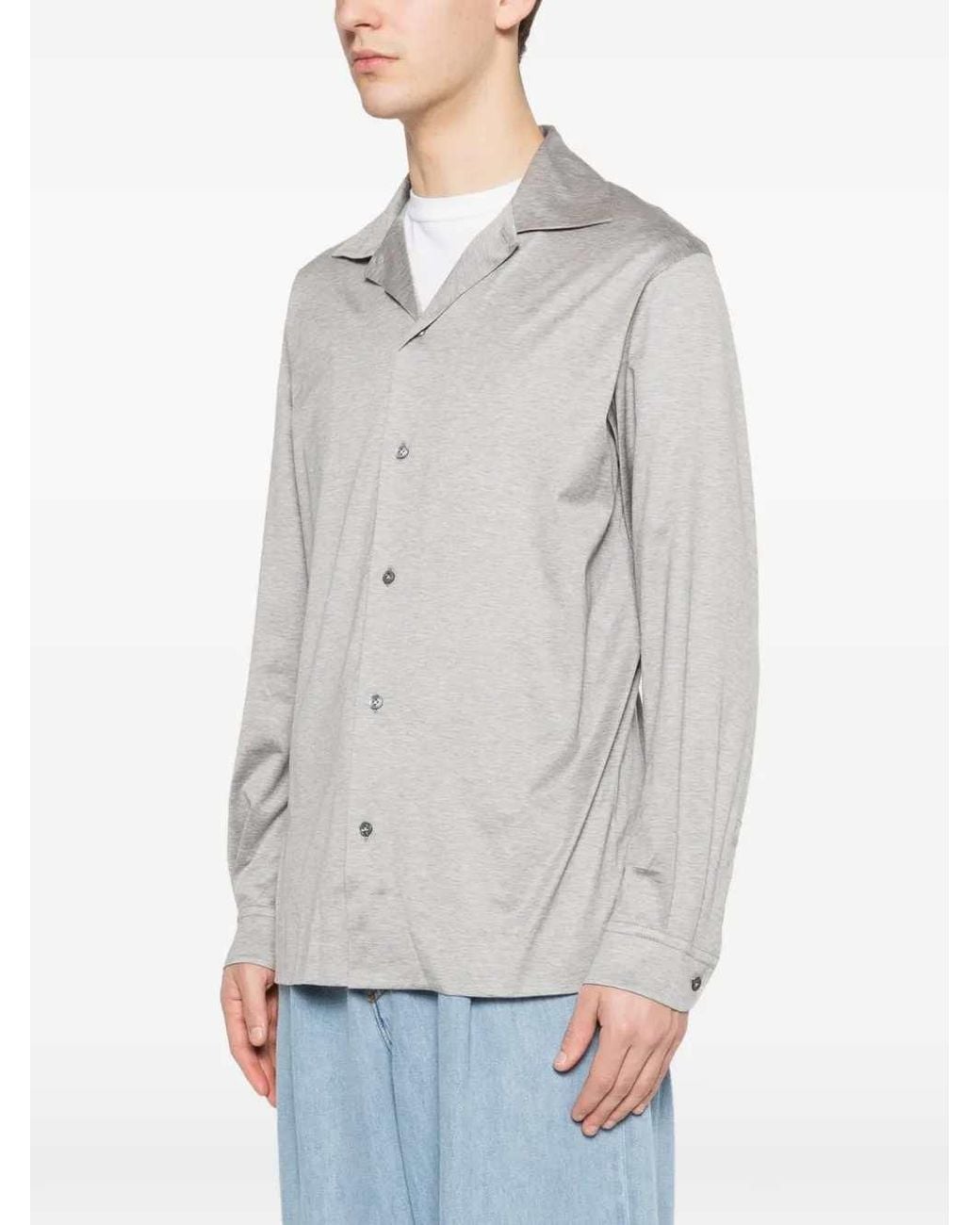 Lardini Gray Long-Sleeved Button-Up Shirt for men