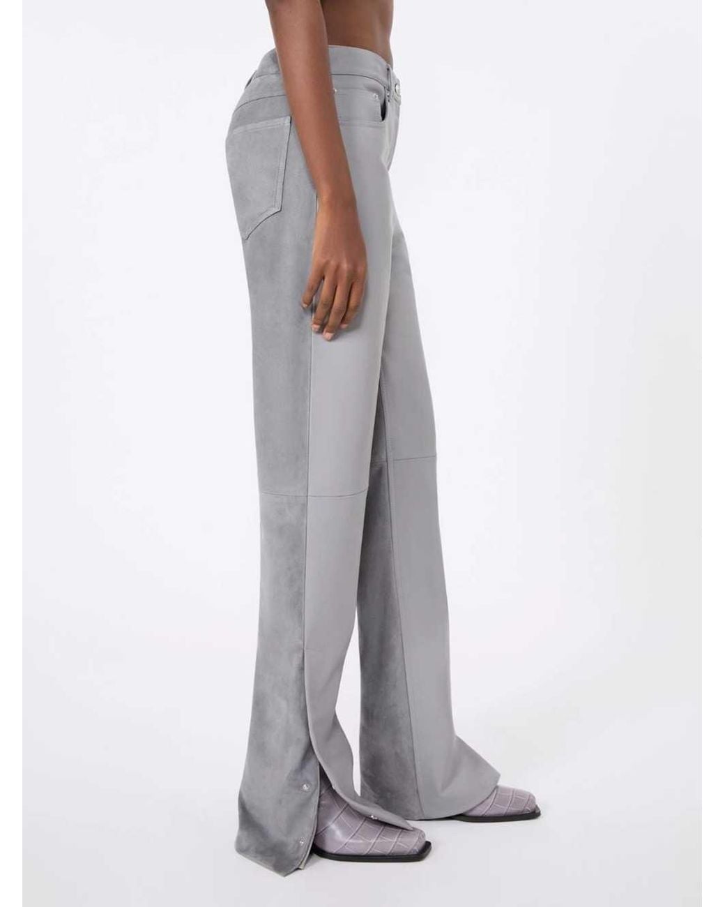 Sportmax Gray 5-Pocket Leather And Suede Trousers – Medium
