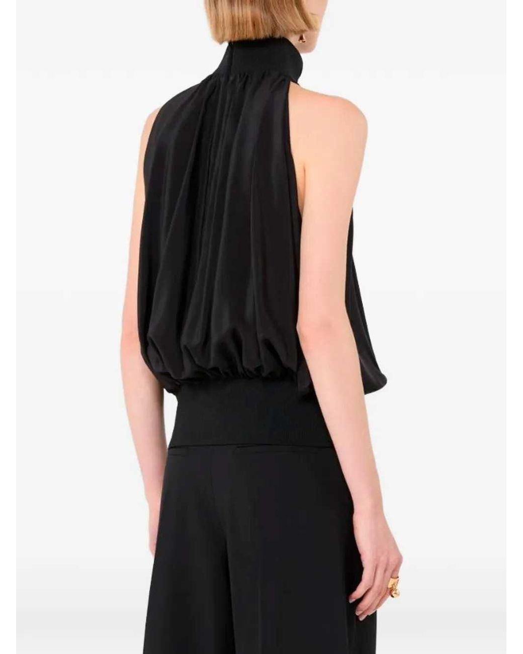 Sportmax Black Silk Halter-Neck Top