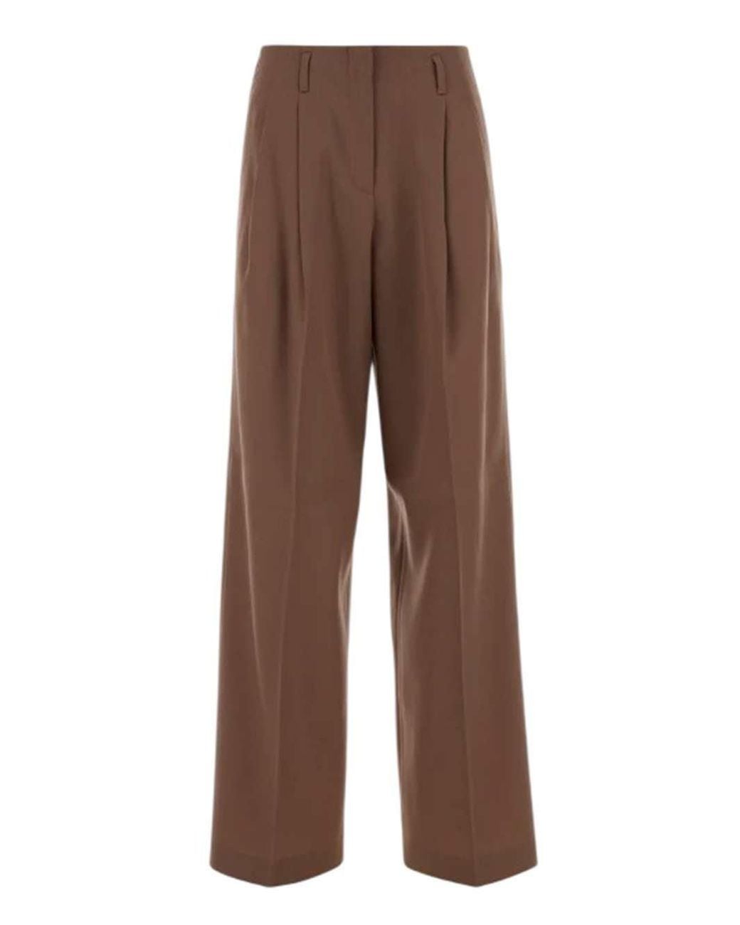 Golden Goose Deluxe Brand Brown Dusty Wool Wide-Leg Trousers