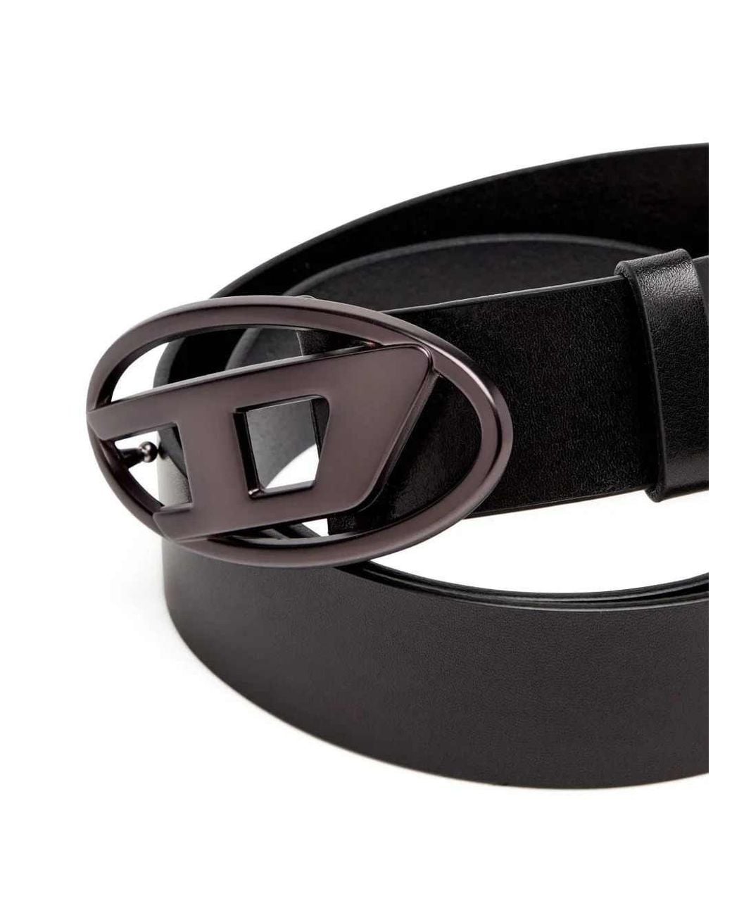 DIESEL Black Calfskin Belt With Cut-Out Buckle