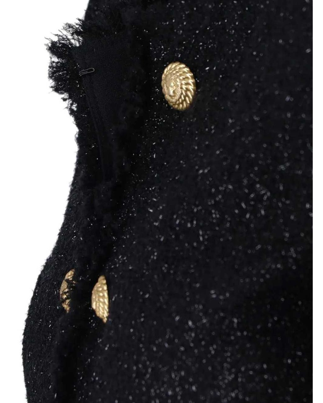 Balmain Blue Tweed Jacket With Lion-Head Buttons