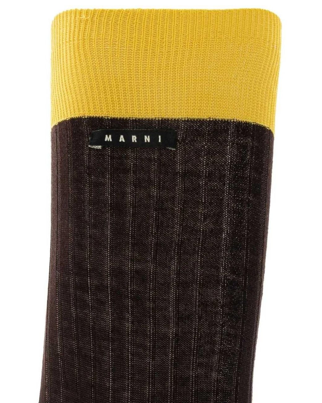 Marni Black Cotton Socks With Contrasting Cuffs for men