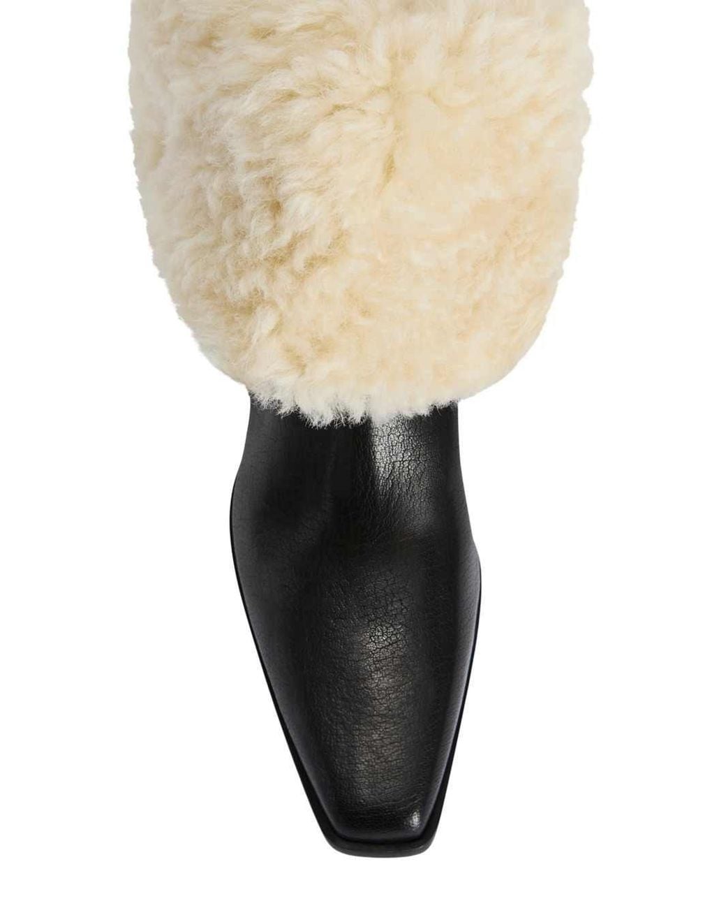 Paris Texas Black Bettina Shearling-Trimmed Ankle Boots