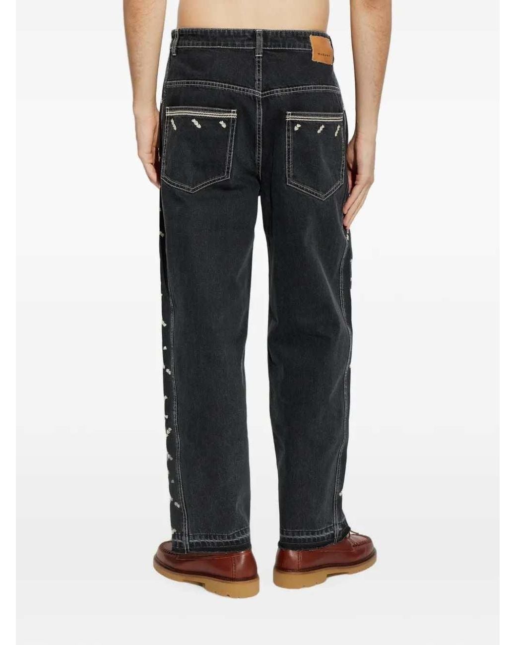 Isabel Marant Black Jorian Embroidered Jeans for men