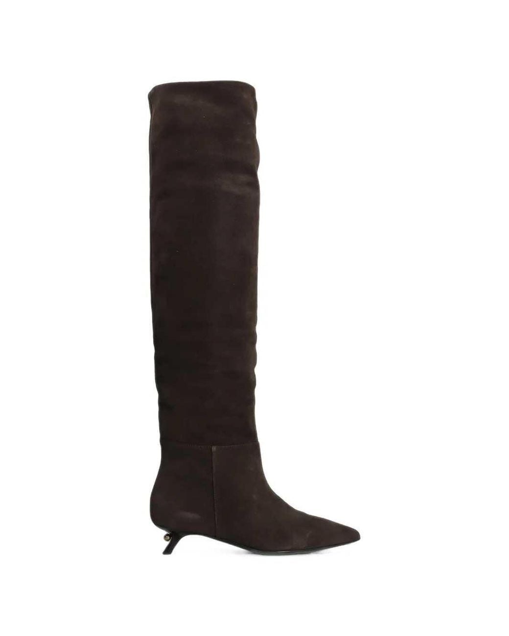 ALEVI Black Pointed-Toe Over-The-Knee Boots