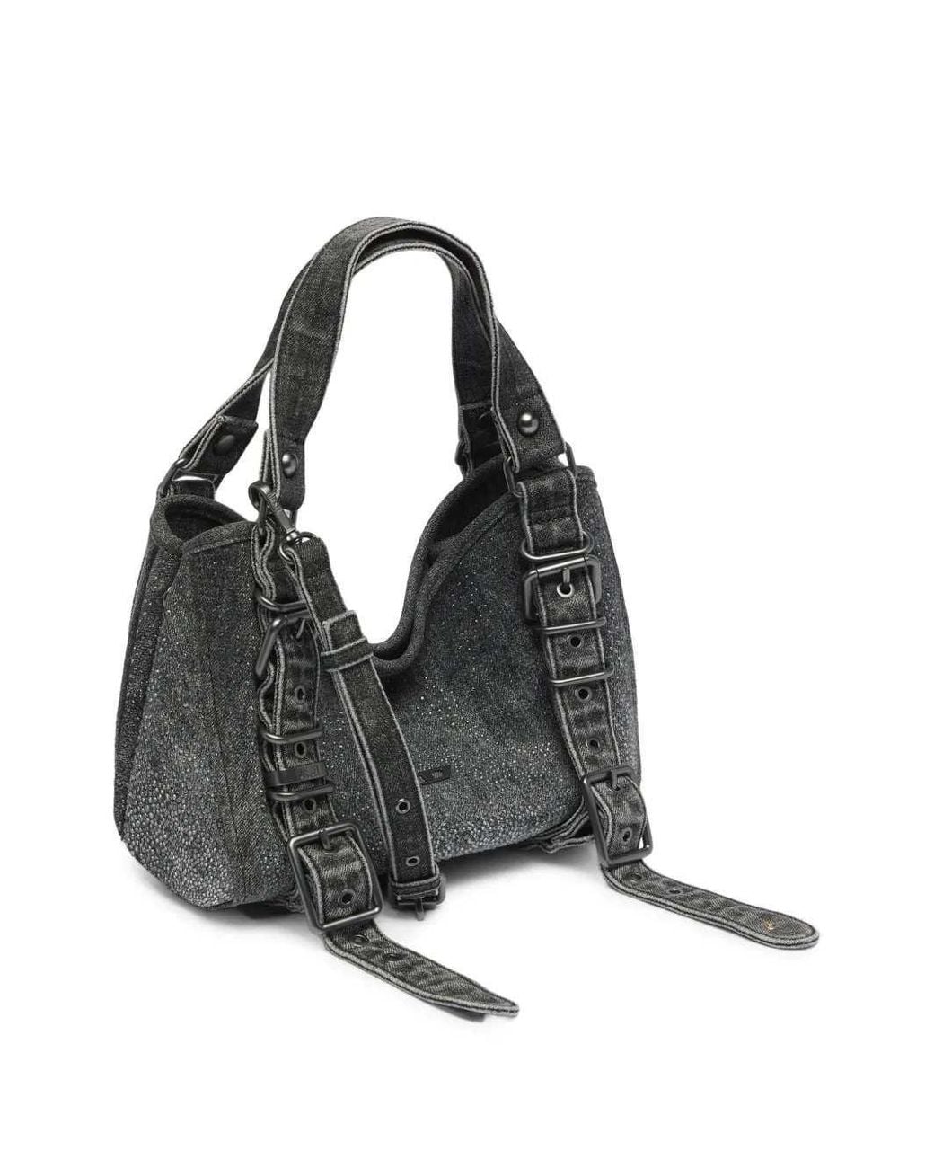 DIESEL Black D-One-Small Denim Tote Bag With Crystals And Handle