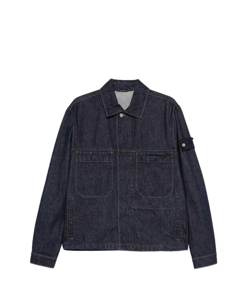 Stone Island Blue Button-Up Jacket for men