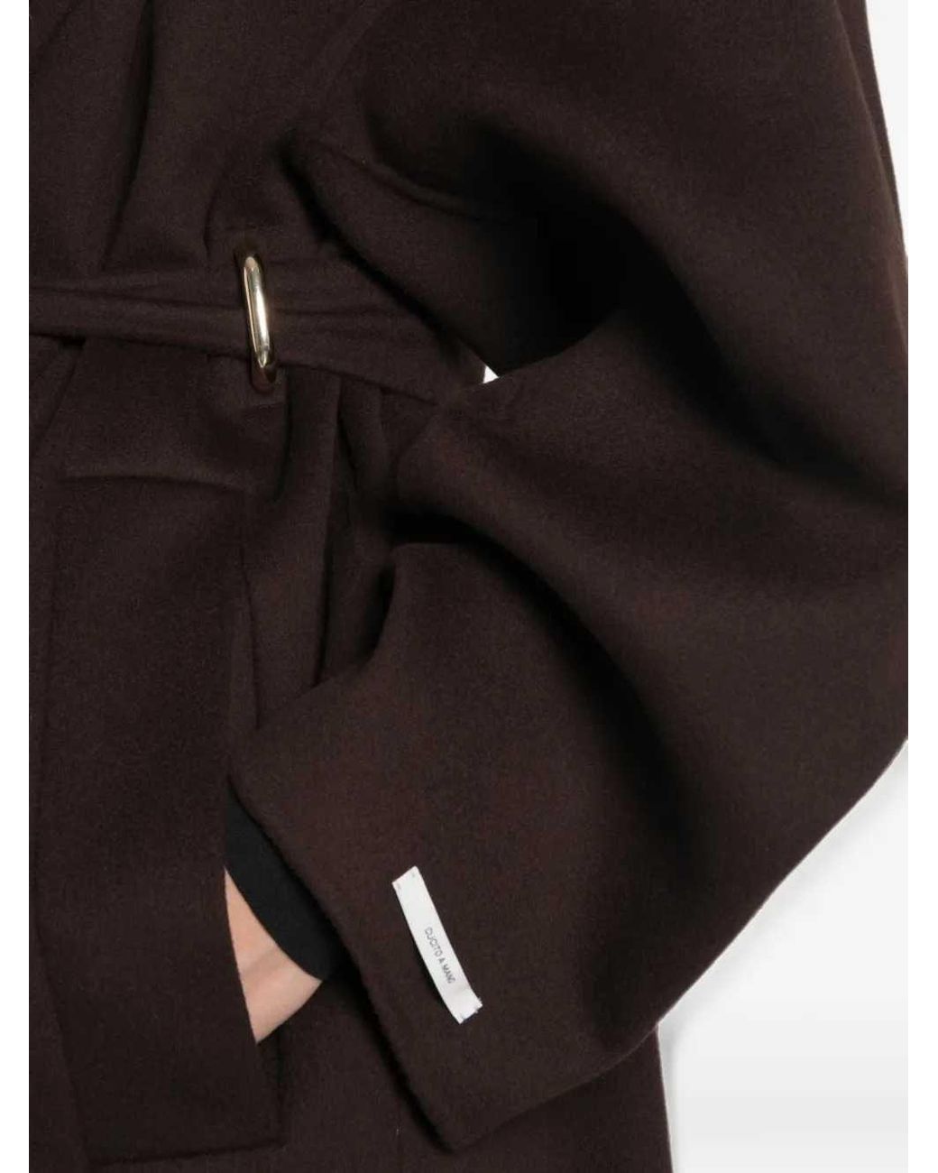 Sportmax Black Hooded Belted Coat