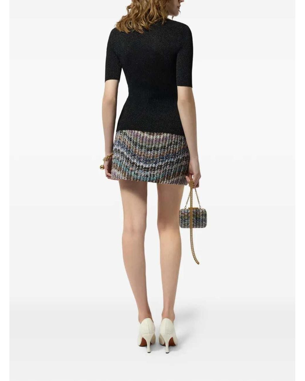 Missoni Gray Zigzag Knit Sequin Skirt