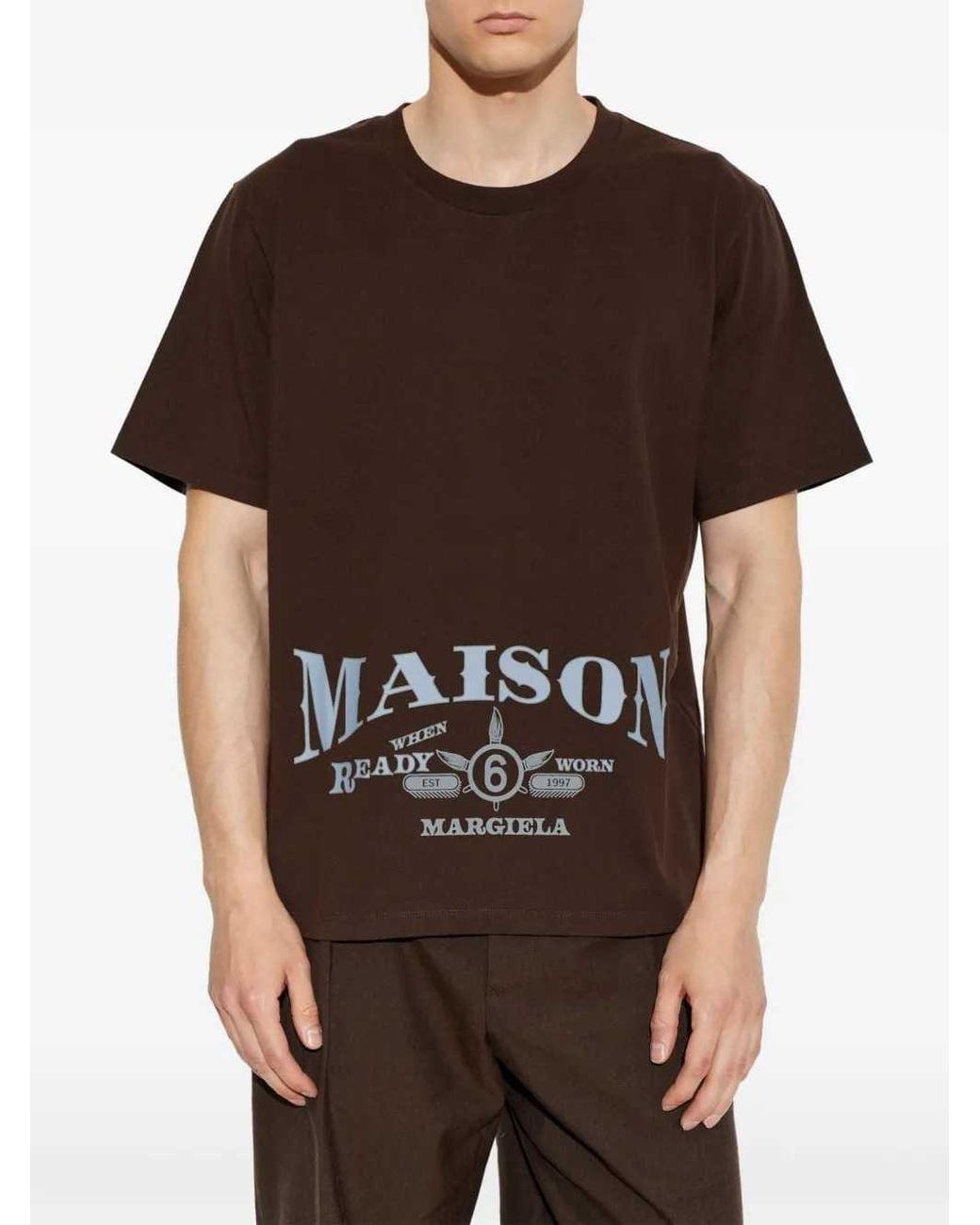 MM6 by Maison Margiela Brown Logo T-Shirt for men