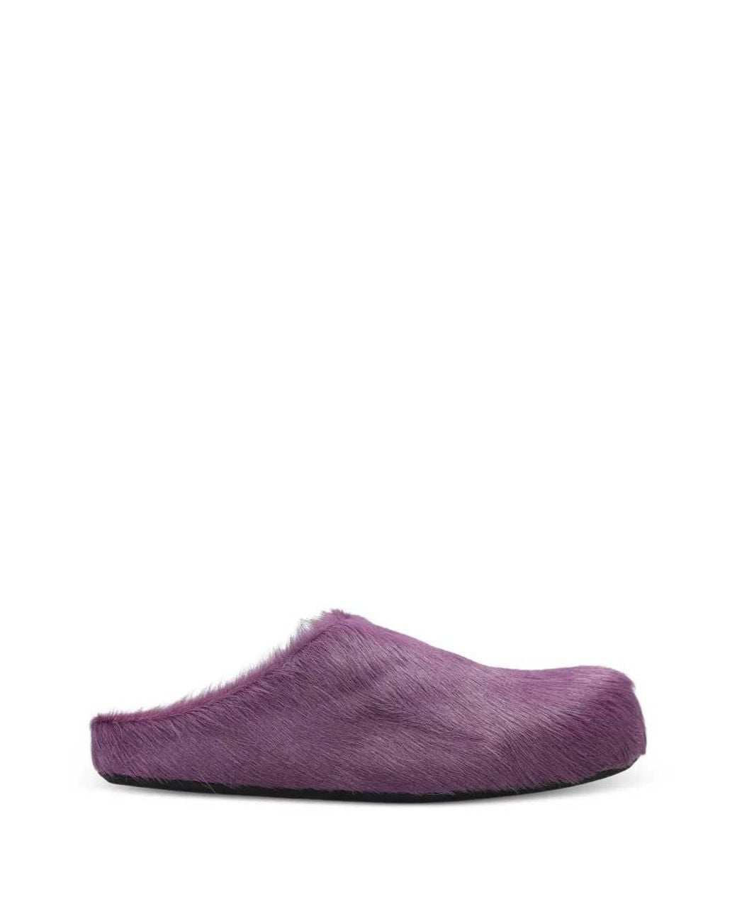Marni Purple Long-Haired Calfskin Fussbett Mules