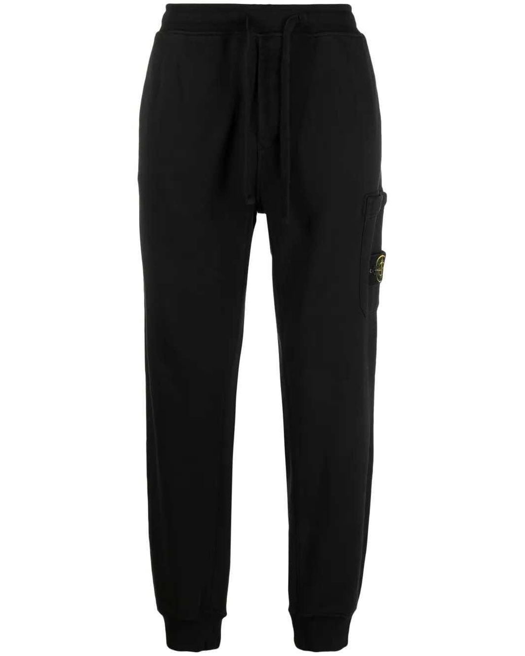 Stone Island Black Compass-Appliqué Cotton Track Pants for men