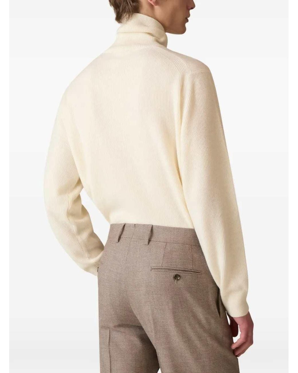 Lardini White Ribbed High-Neck Sweater for men