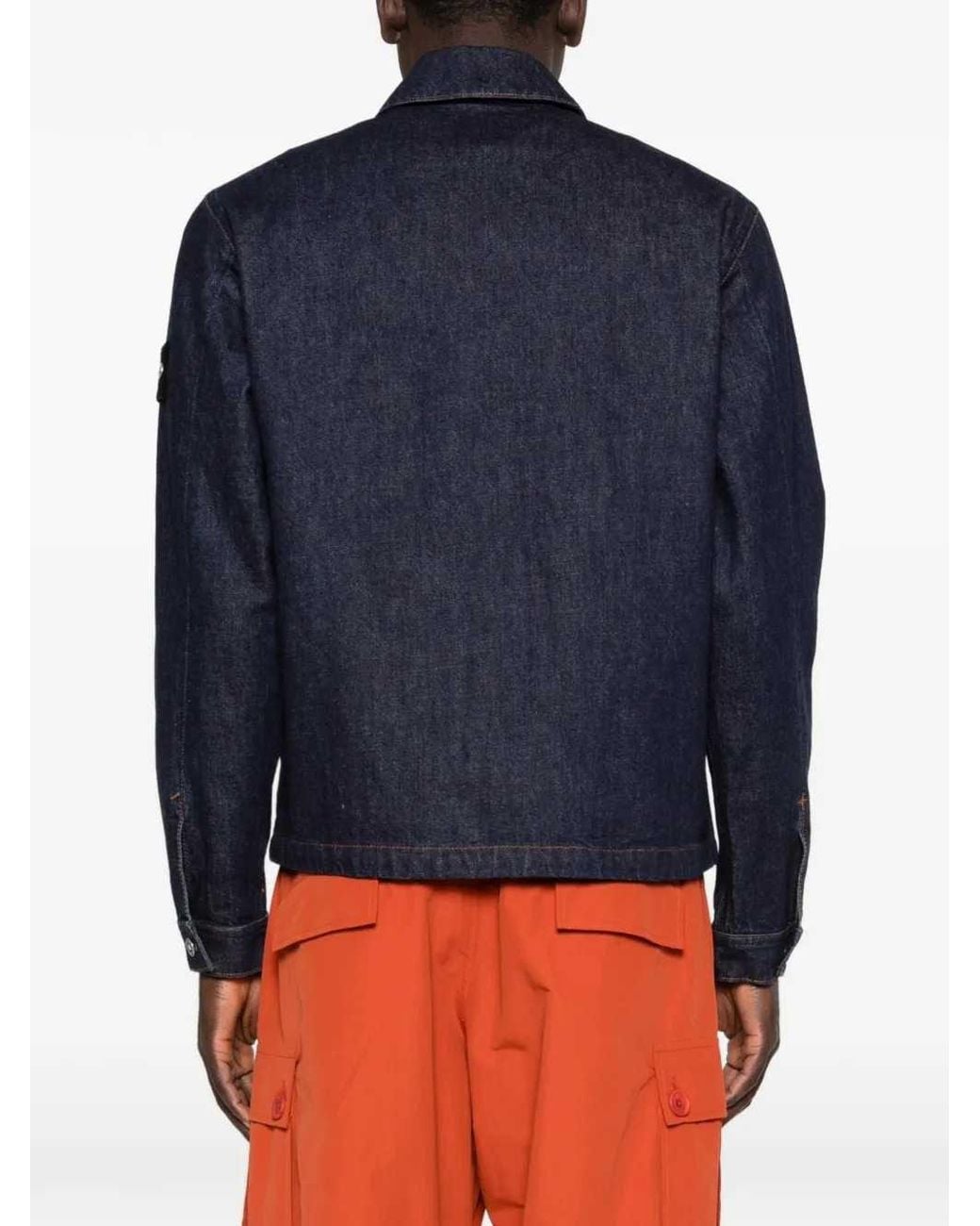 Stone Island Blue Button-Up Jacket for men