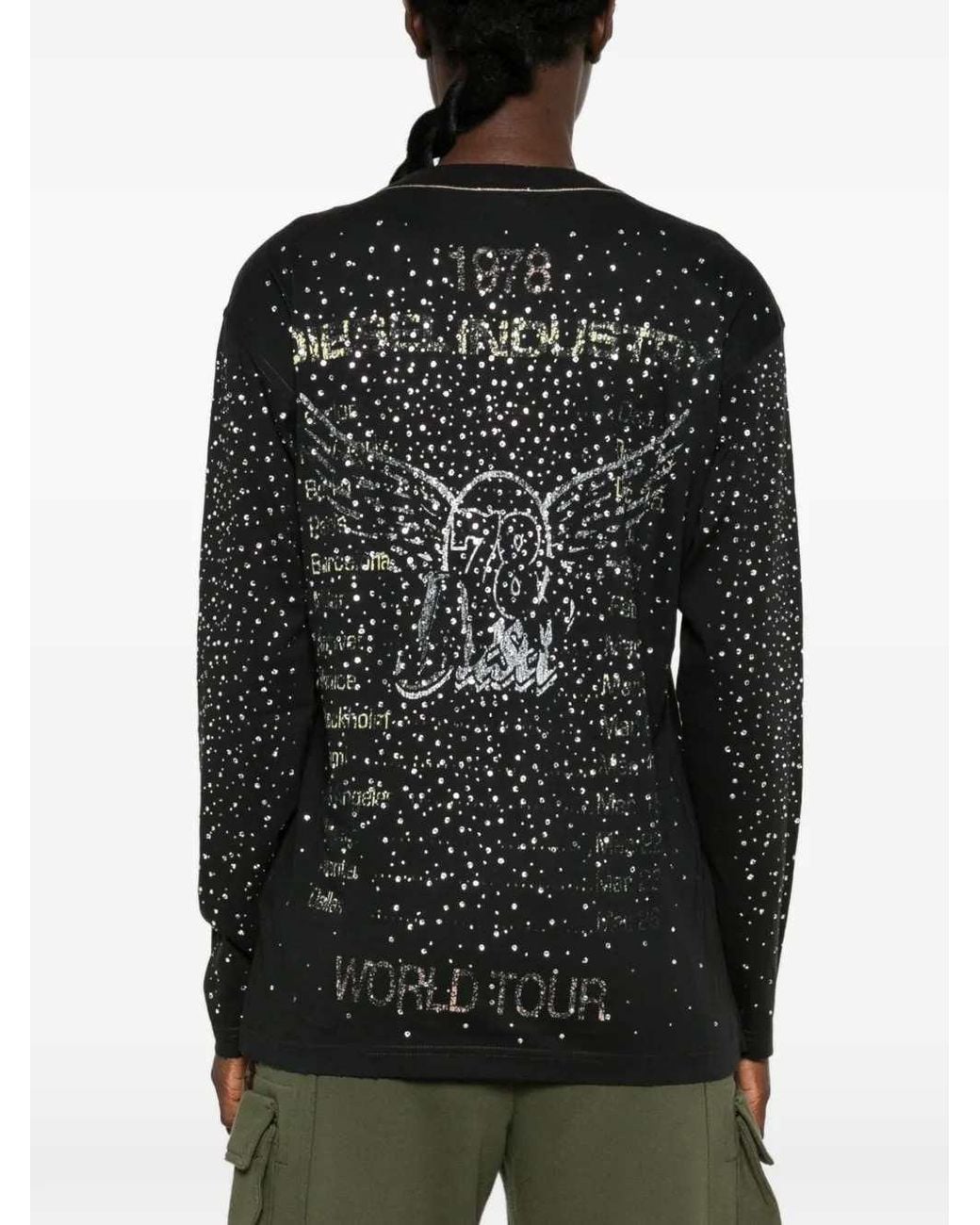 DIESEL Black Rhinestone Long-Sleeve T-Shirt for men