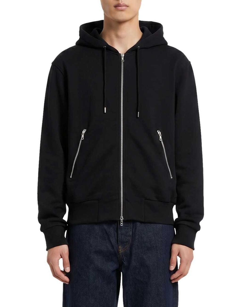 Dries Van Noten Black Oversized Zip-Up Hoodie for men