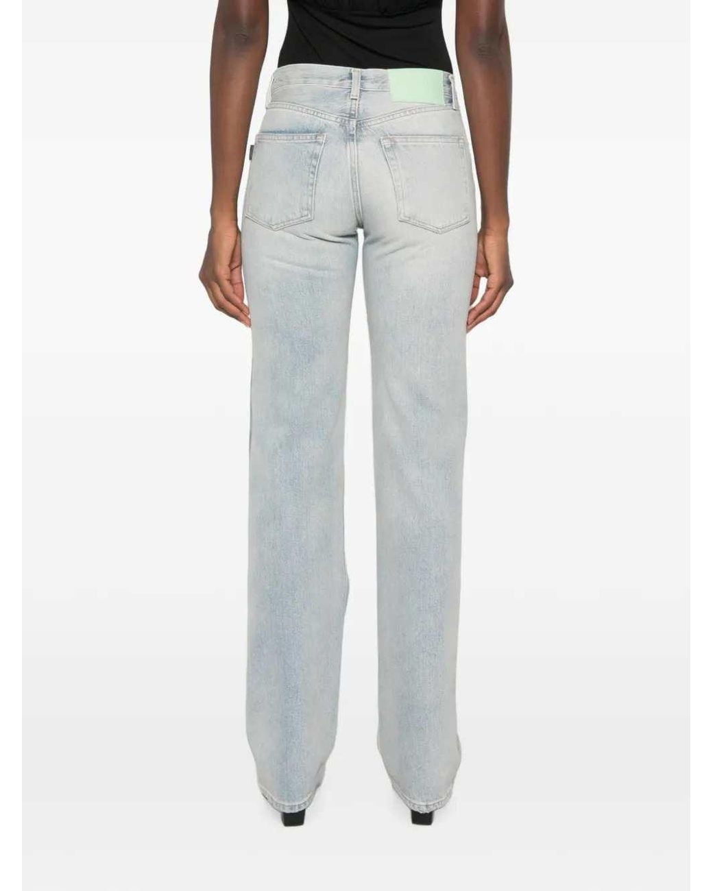 Haikure Blue Distressed-Effect Straight-Leg Jeans
