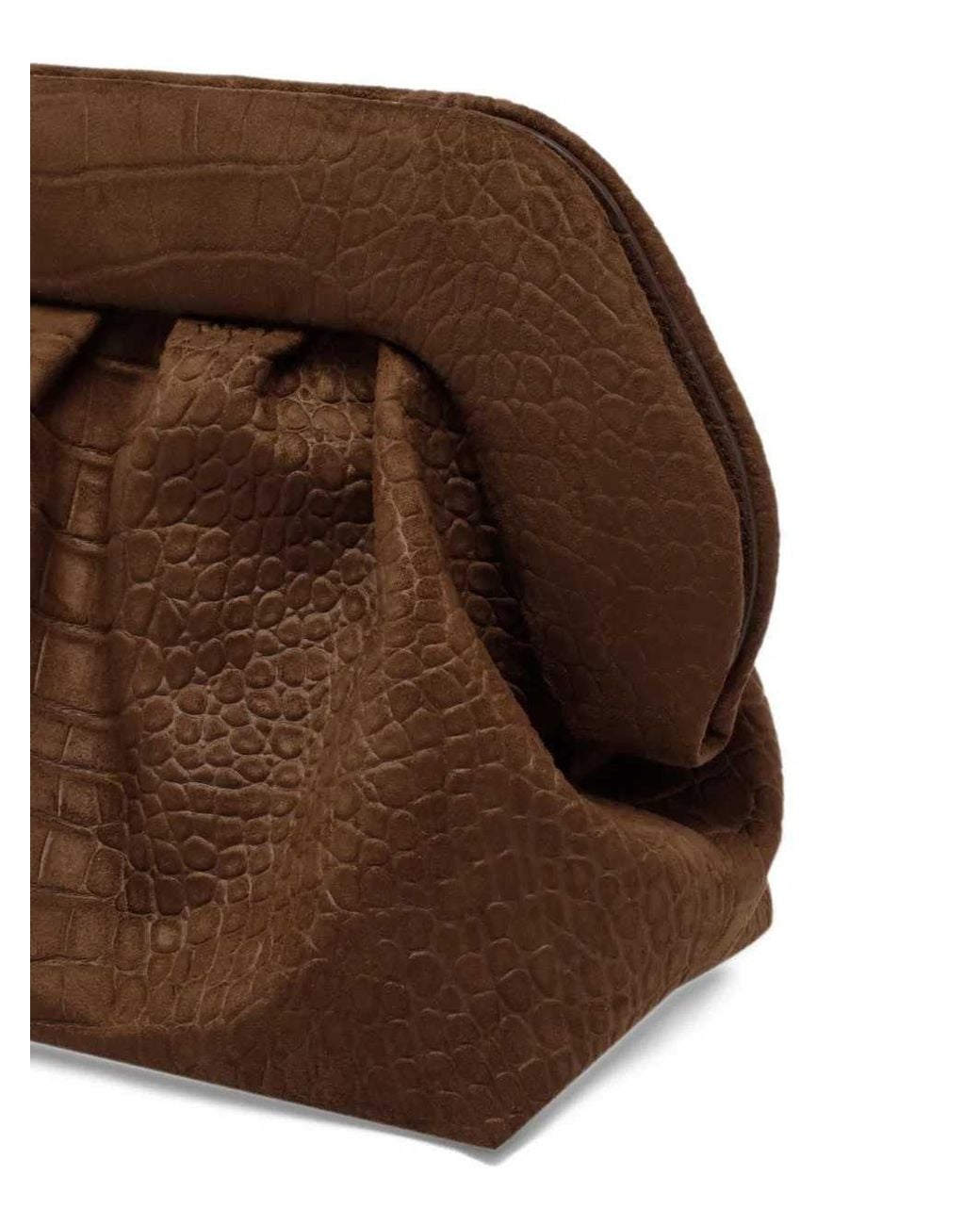 THEMOIRÈ Brown Bios Crocodile-Effect Clutch