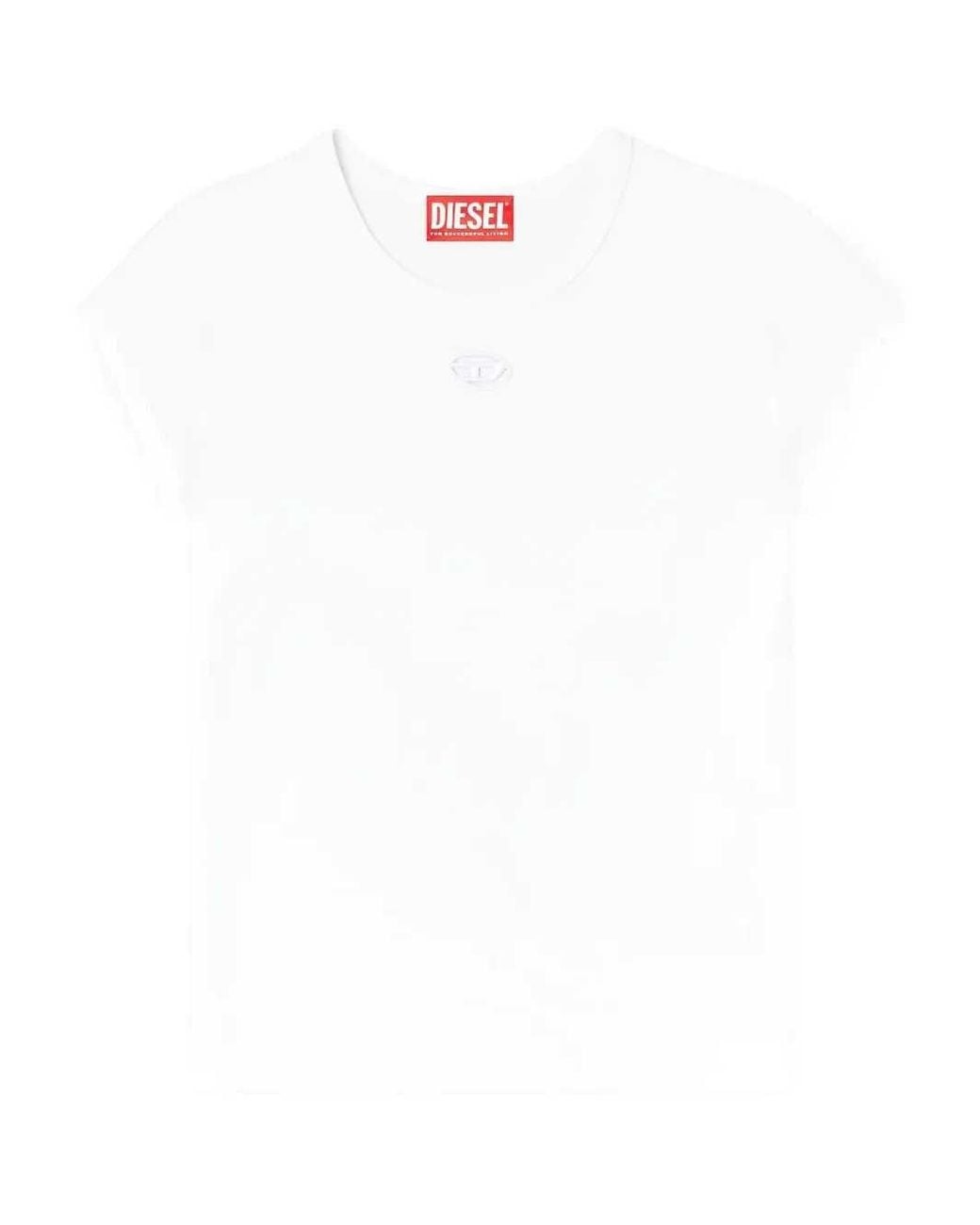 DIESEL White T-Angie Embroidered T-Shirt