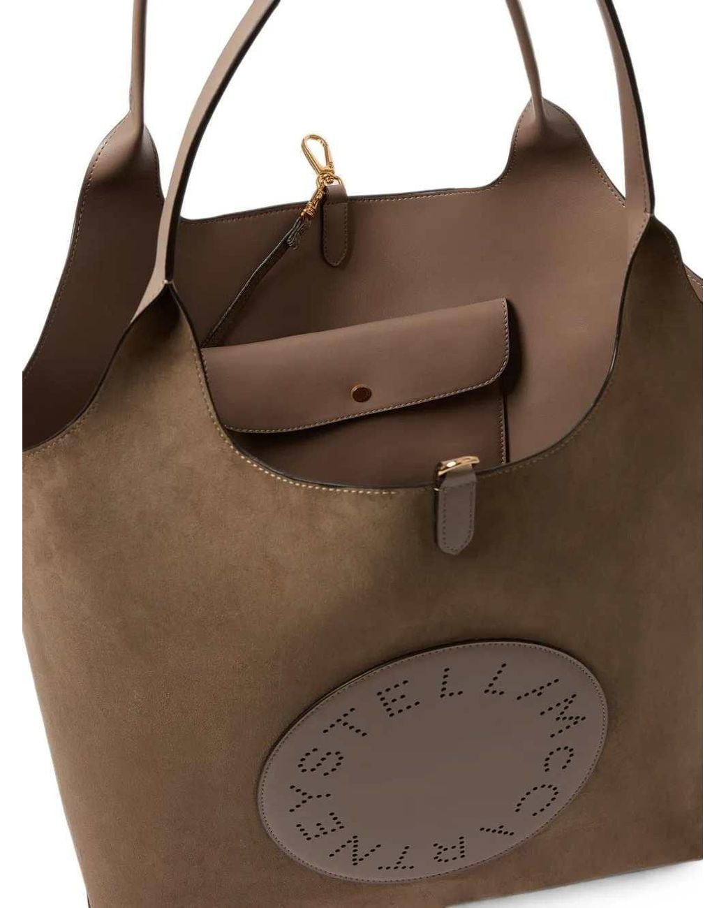 Stella McCartney Brown Stella Logo Perforated Tote Bag