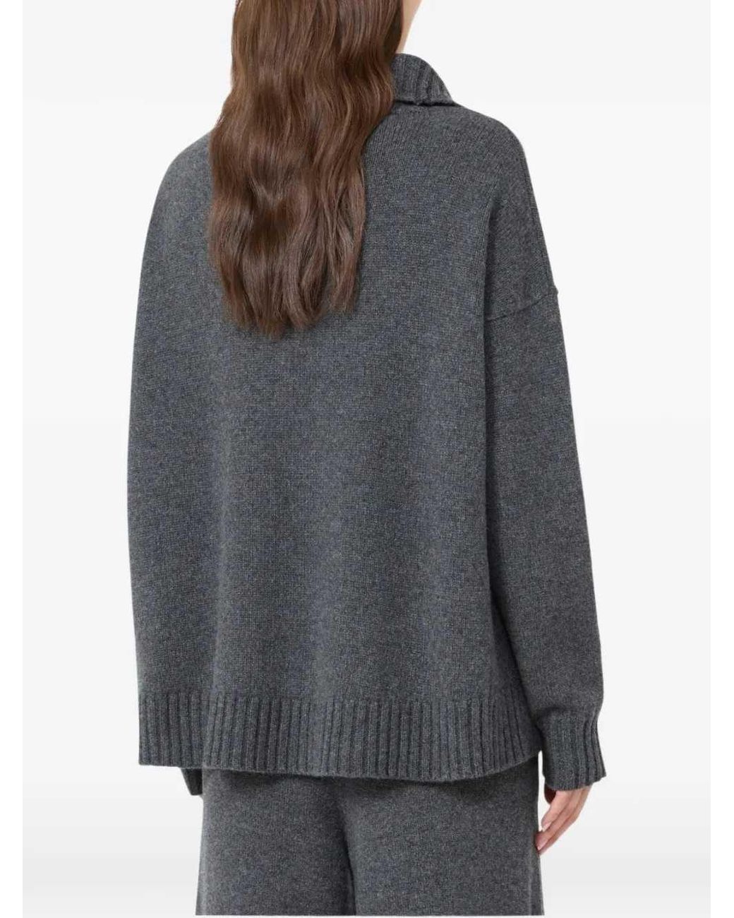 Max Mara Gray Quarter-Zip Cashmere Sweater