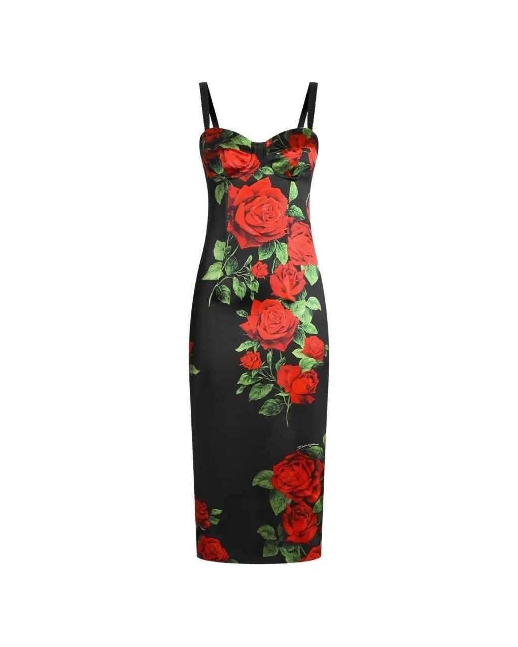Dolce & Gabbana Red Printed Midi Dress
