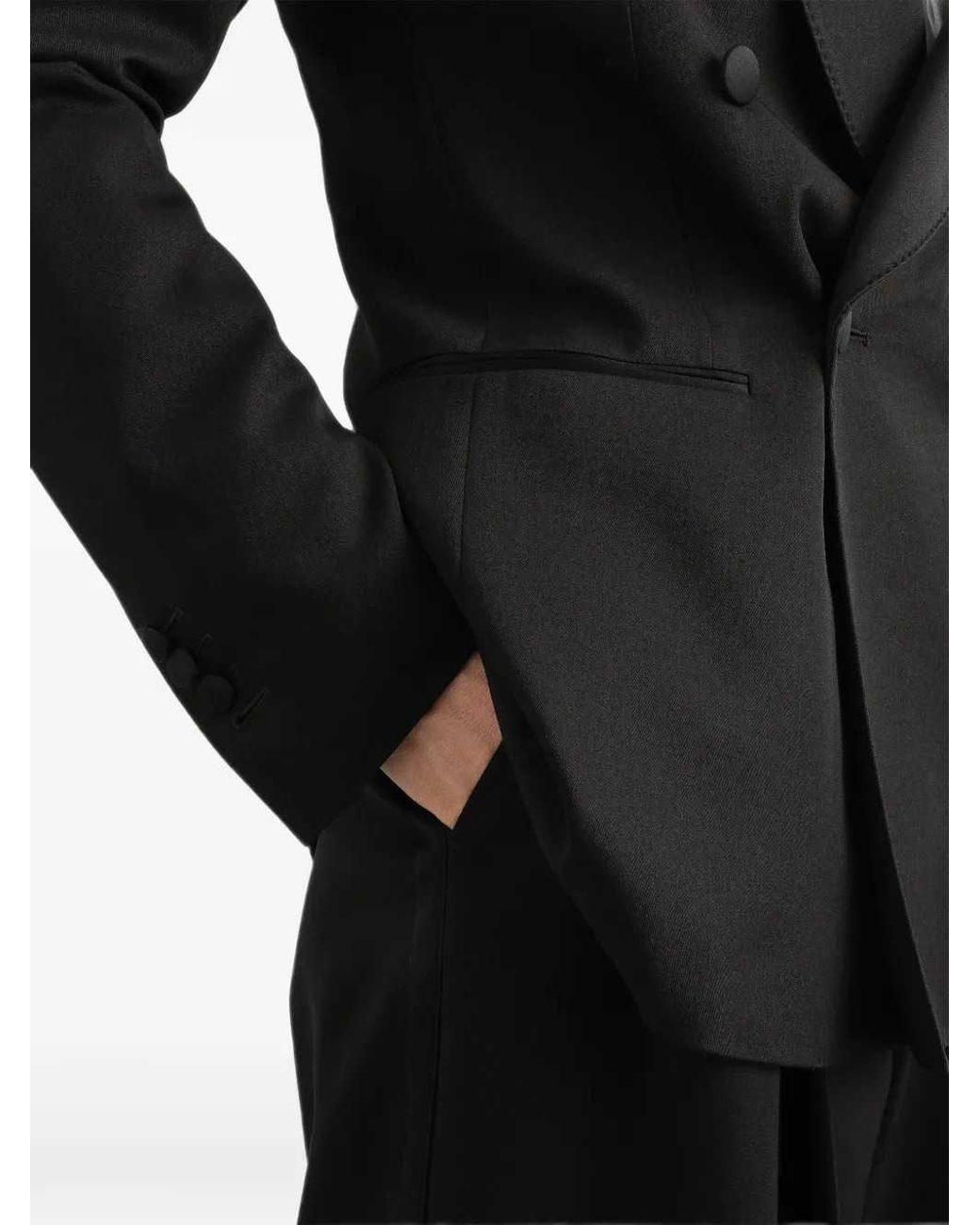 Dolce & Gabbana Black Double-Breasted Techno Gabardine Jacket for men