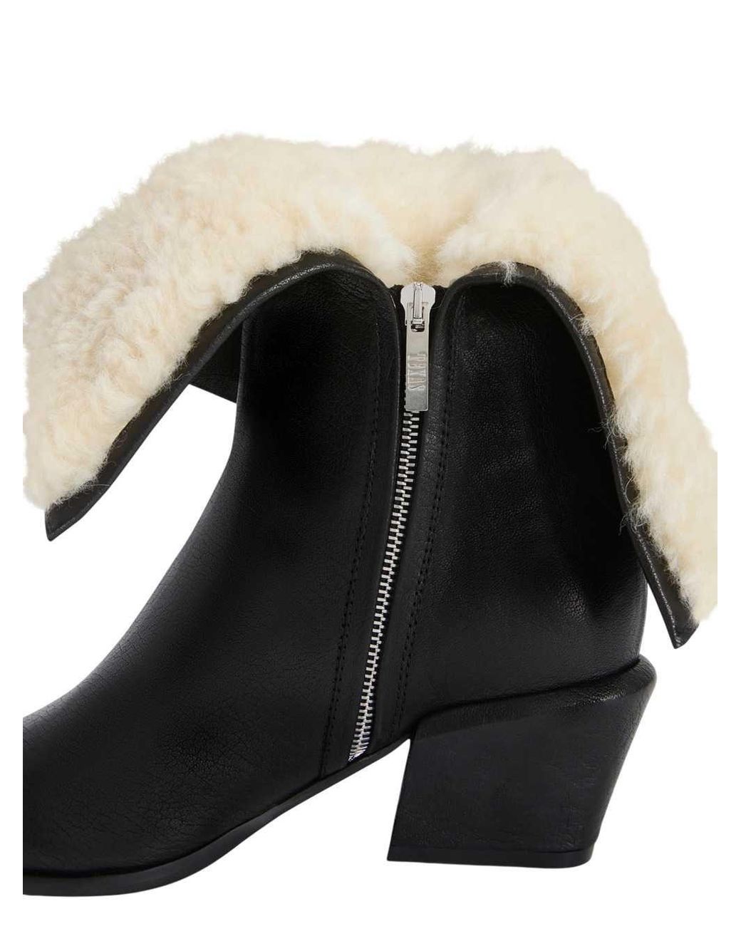 Paris Texas Black Bettina Shearling-Trimmed Ankle Boots