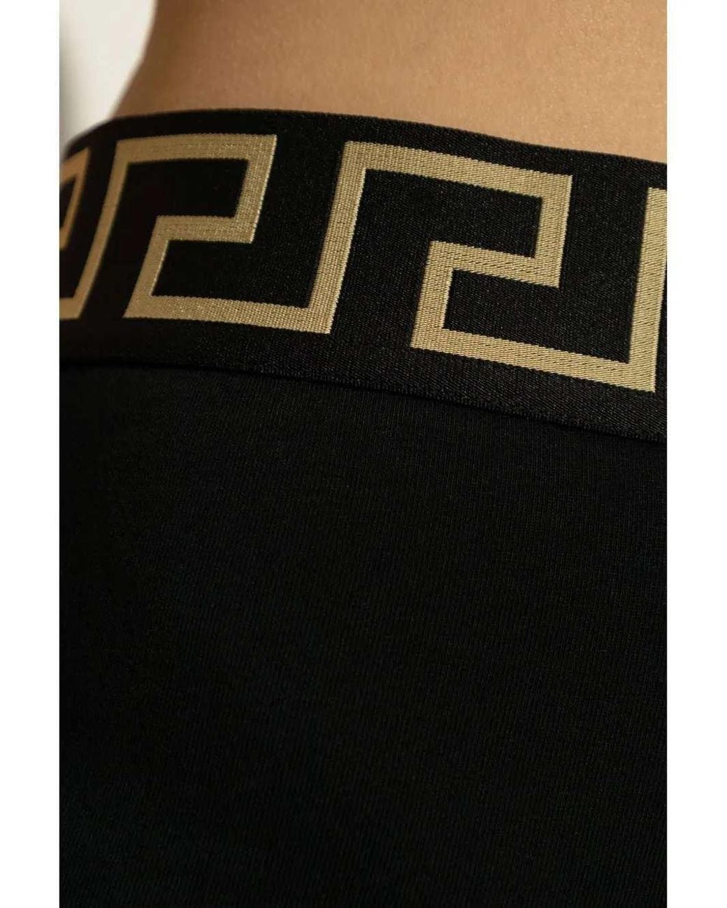 Versace Black High-Waisted Boxers With Greek Print