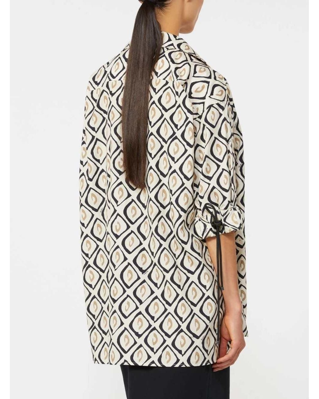 Max Mara White Oversized Printed Poplin Shirt