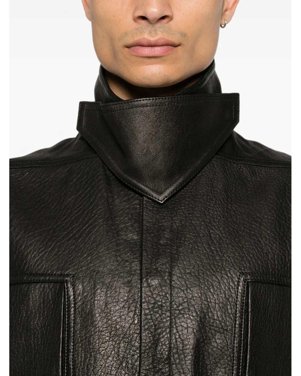 Rick Owens Black High-Neck Jacket for men