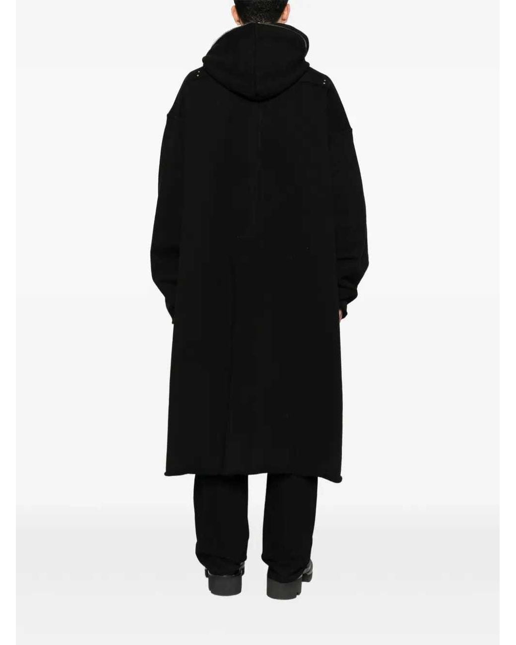 Rick Owens Black Zip-Up Hooded Jacket for men