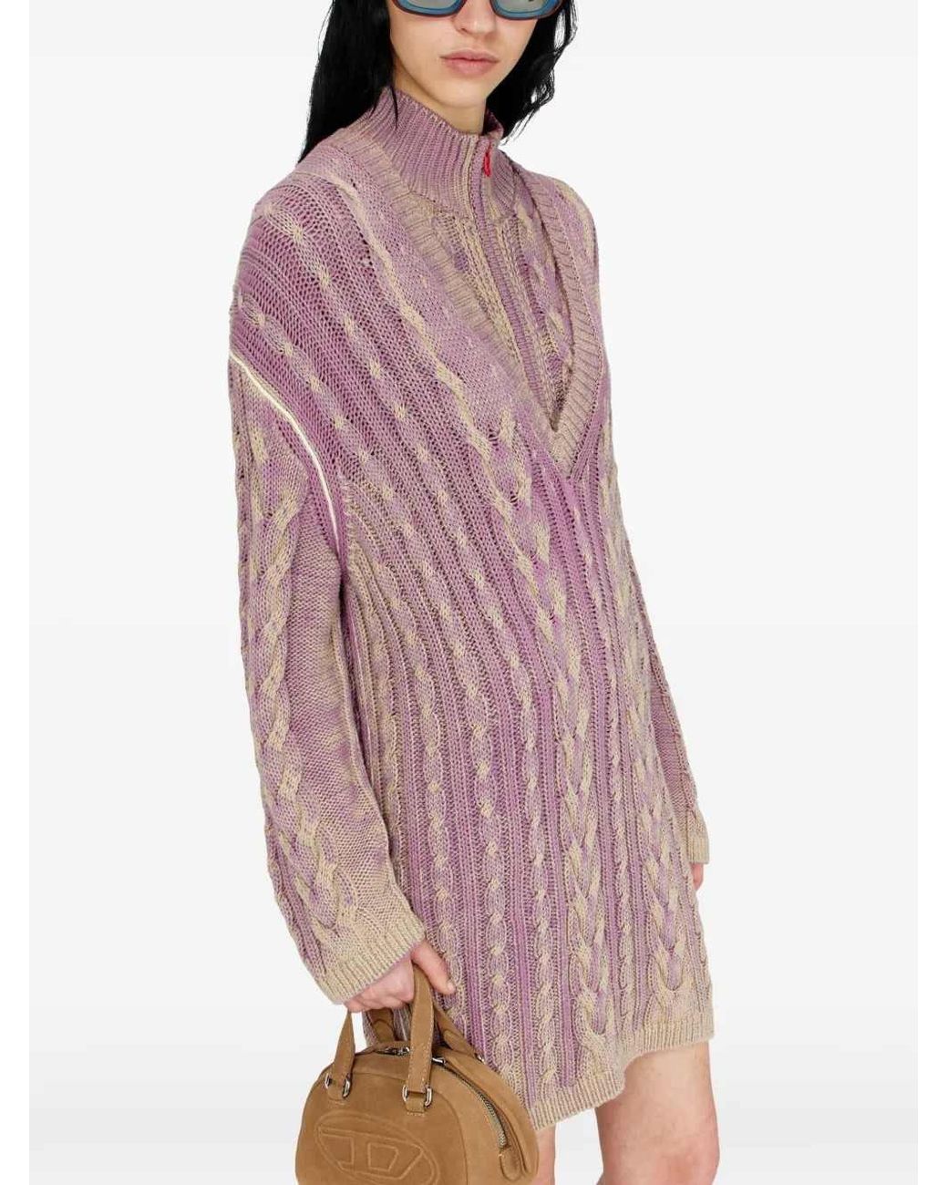 DIESEL Purple Short V-Neck Dress