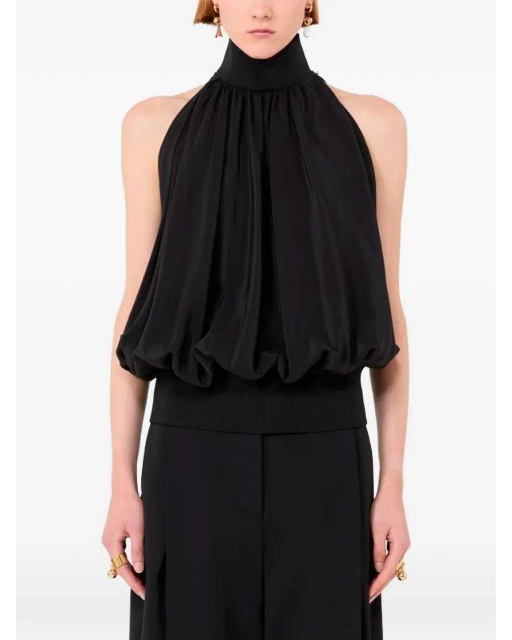 Sportmax Black Silk Halter-Neck Top