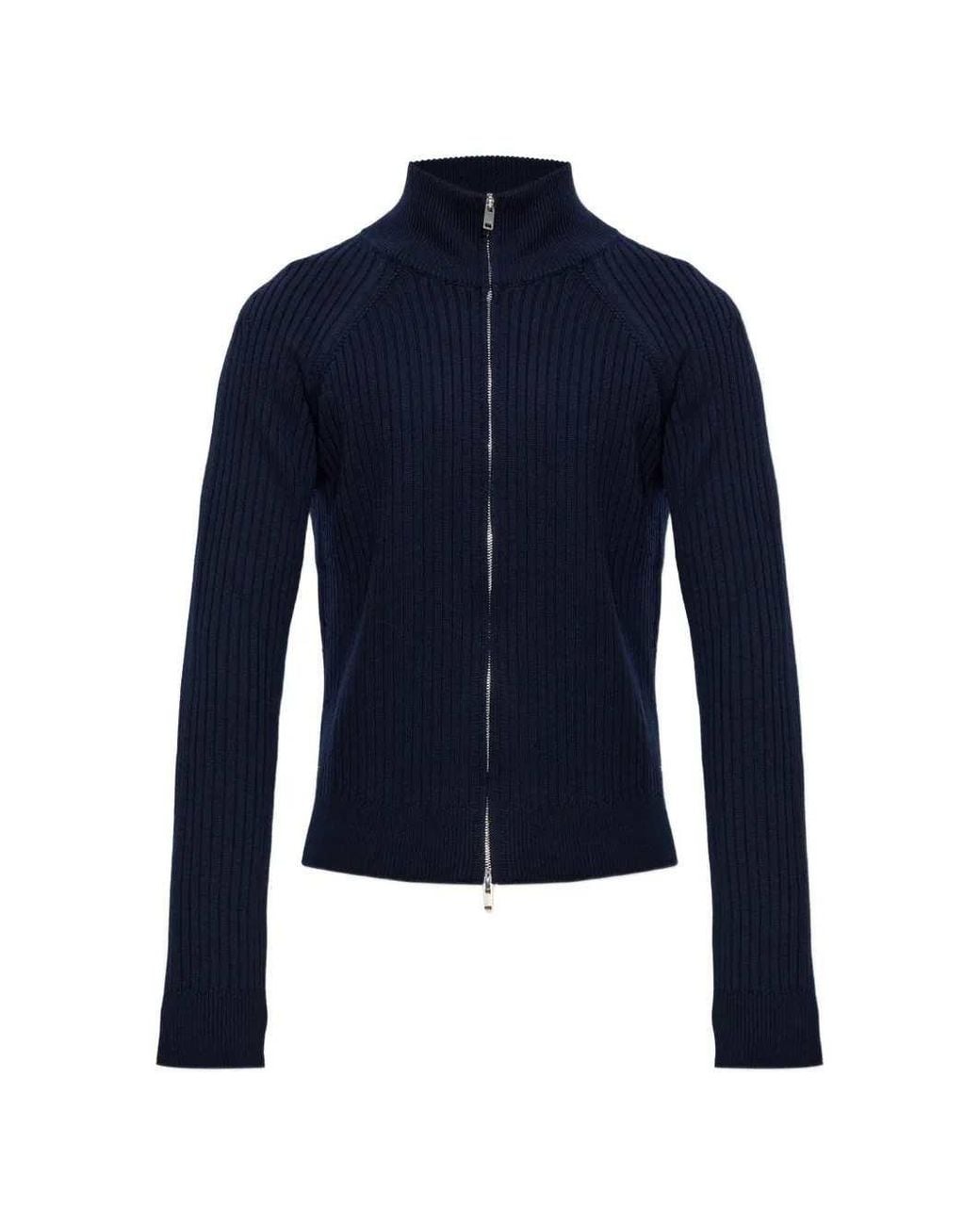 Isabel Marant Blue Ribbed Zip-Up Cardigan for men