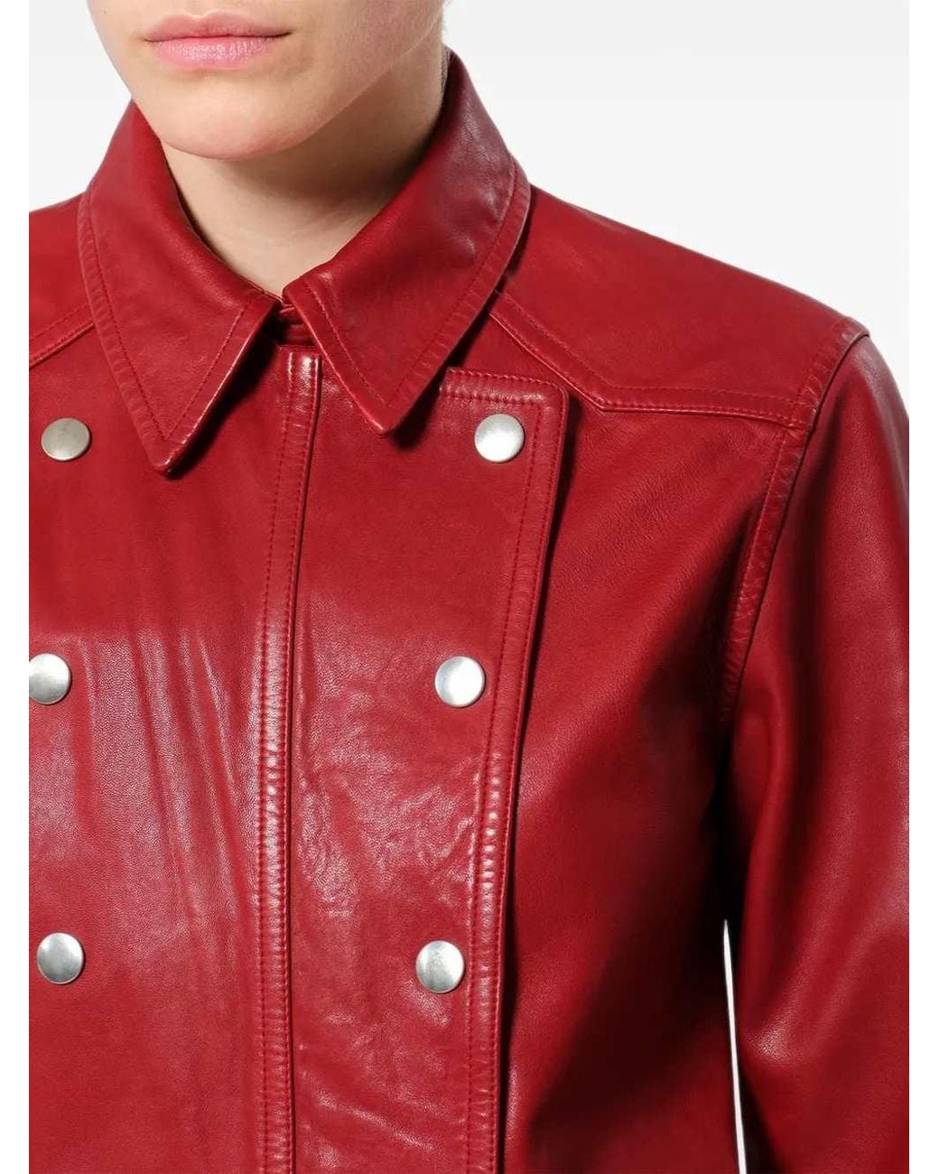 Isabel Marant Red Marant Valdy Snap-Button Leather Shirt