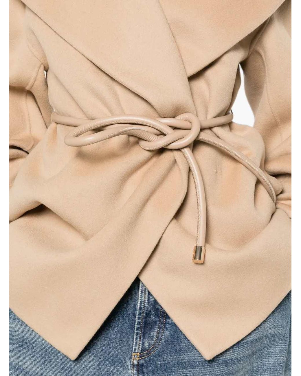 Sportmax Natural Belted Shawl-Collar Jacket