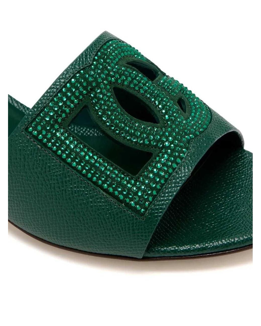 Dolce & Gabbana Green Embellished Mules
