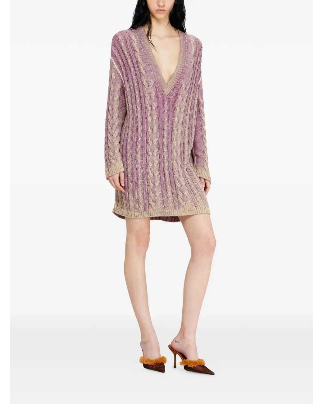 DIESEL Purple Short V-Neck Dress