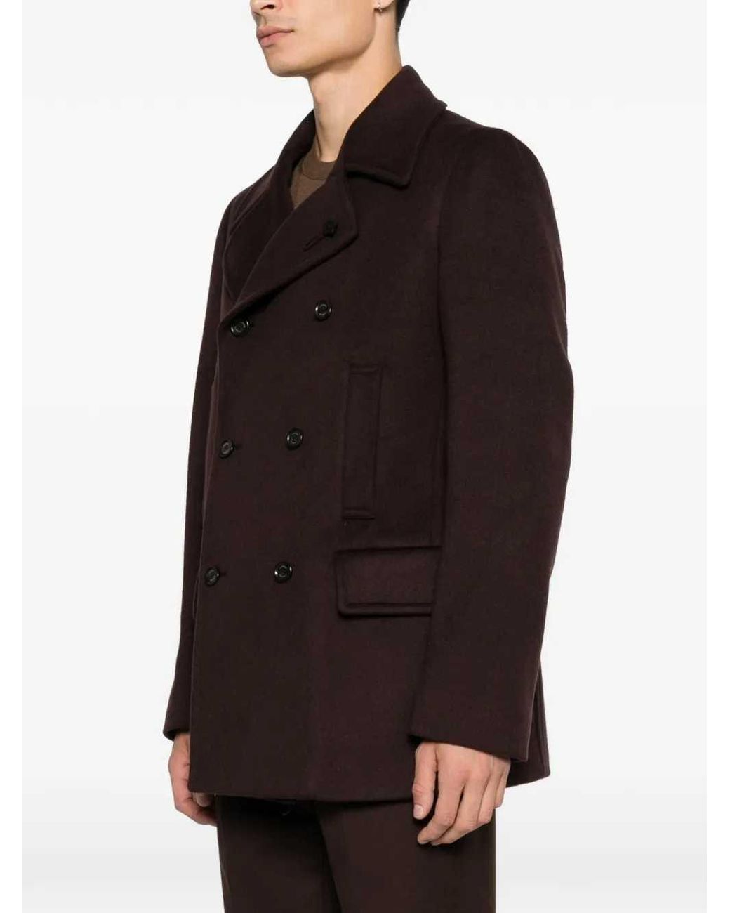 Lardini Brown Double-Breasted Coat for men