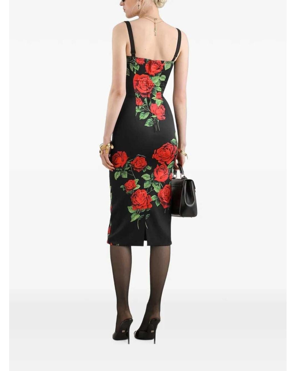 Dolce & Gabbana Red Printed Midi Dress