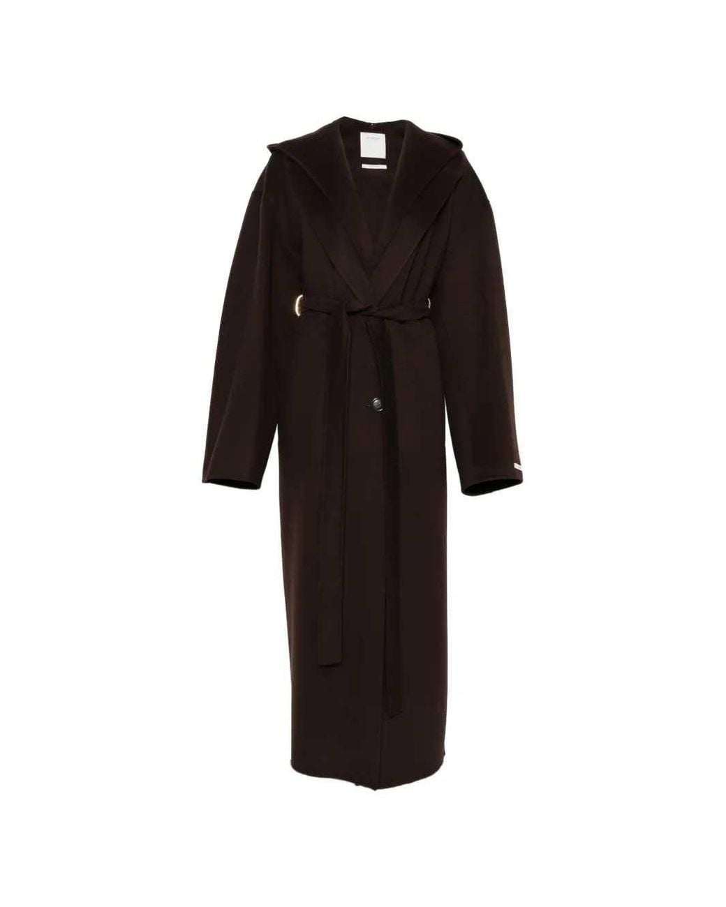 Sportmax Black Hooded Belted Coat