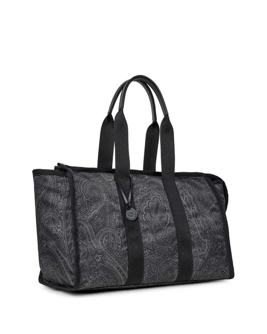 Etro Black Large Arnica Travel Bag With Paisley Print for men