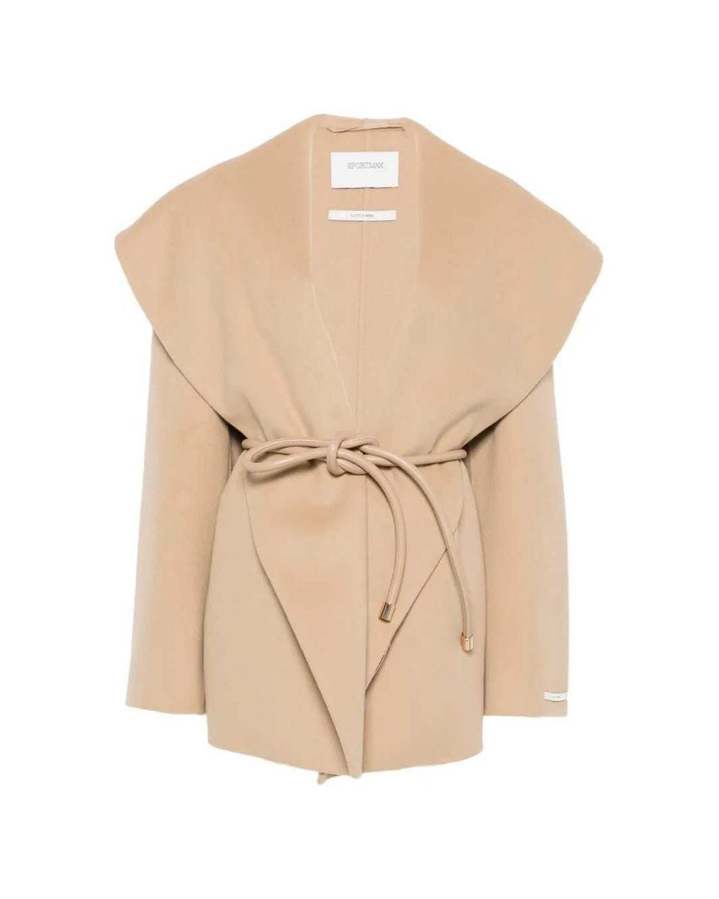 Sportmax Natural Belted Shawl-Collar Jacket