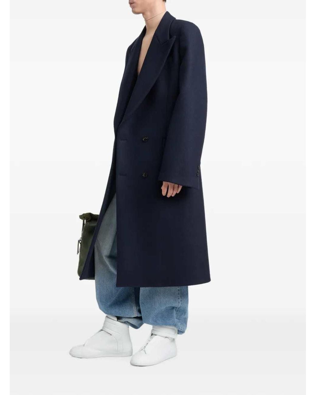 Maison Margiela Blue Double-Breasted Coat for men