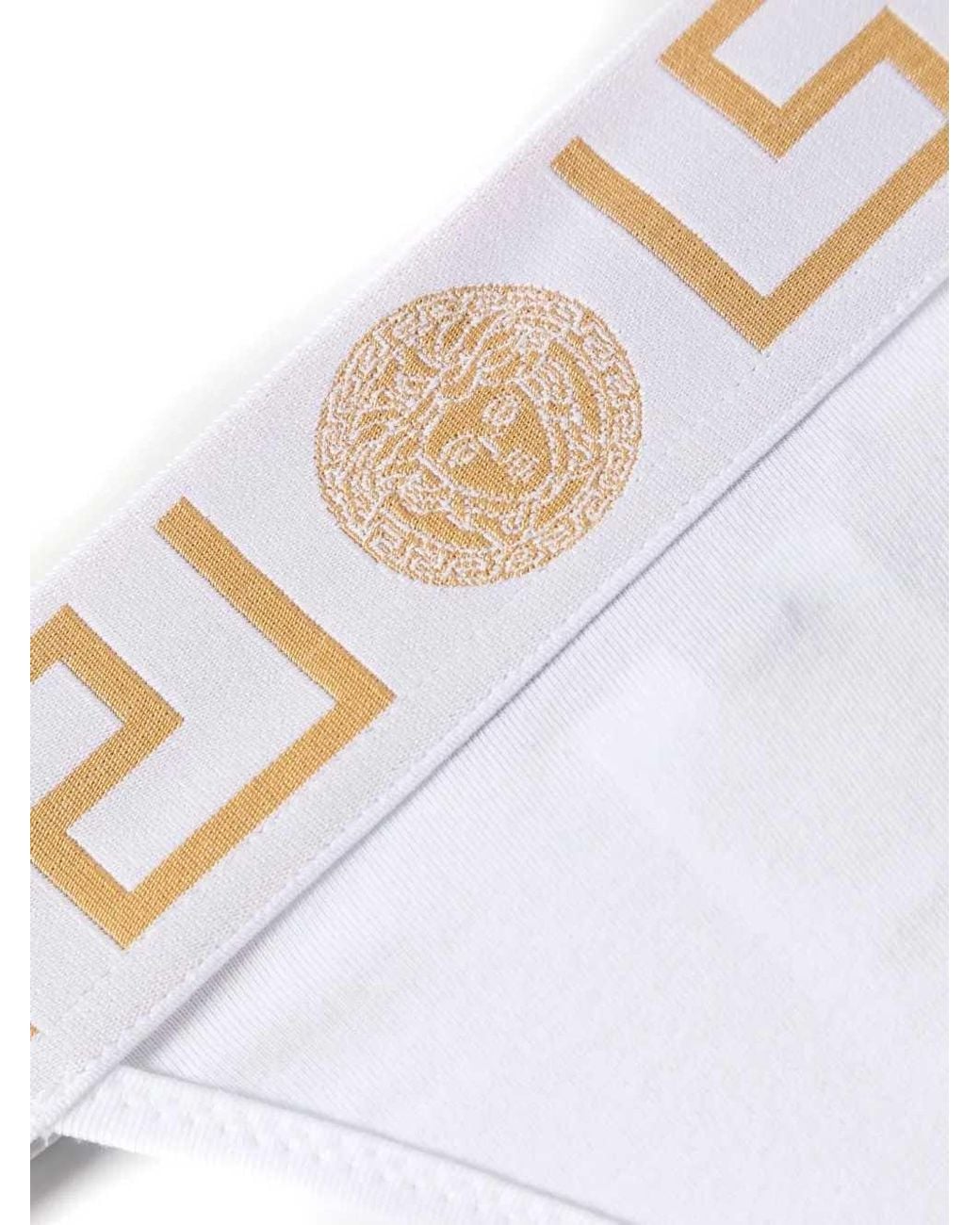 Versace White Cotton Jersey Thong