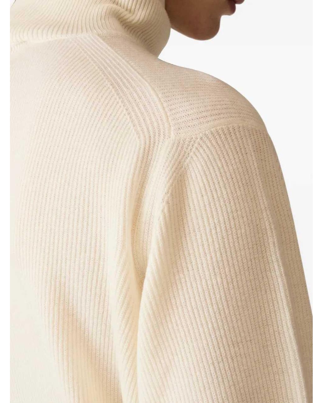 Lardini White Ribbed High-Neck Sweater for men