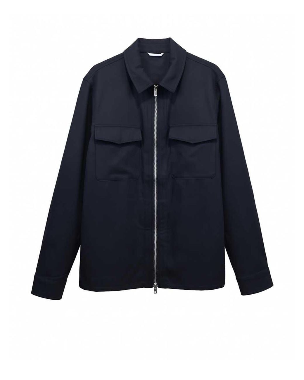 Marco Pescarolo Blue Zip-Up Shirt Jacket for men