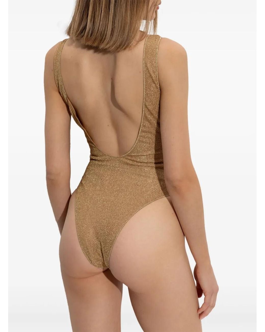 Oseree Brown Lumiere Lurex Sporty Maillot